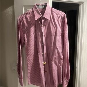 MBB Men's Maroon Micro-Check Dress Shirt